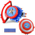 Marvel Avengers Captain America Darts Shooter Shield Launcher Manual Reload Toys For Boys - Blue. 