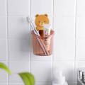 Toothbrush Holder Cute Bear Storage Rack Bathroom Accessories Set Toothpaste Holder Tooth Brush Stand Shelf Bath Accessories，Tooth Brush Holder Bathroom Organizer. 