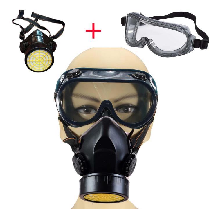 NP 305 Epoxy Resin Mask with Safety Goggles Respirator Mask Work Mask Safety Mask Chemical Mask Gas Mask / Dust Mask with Anti Fog Glasses Protective Glasses