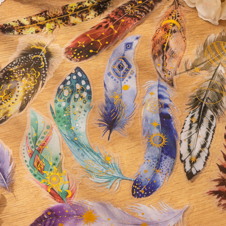 10 Pcs/lot Beautiful Feather Aesthetic Pet Labels Decorative ...