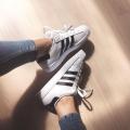 Women's/Ladies/Female/Girls Trendy Lightweight Comfortable, Casualwear White Lace-Up Sneakers Shoes. 