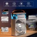 Portable Air Cooler, UPBUD Mini Air Conditioner Personal Fan 4 in 1 Evaporative Air Cooler with Humidifier/120°Oscillation/4 Wind Speeds/Timer/600ML Water Tank/7 LED Lights, for Bedroom Office Desktop. 