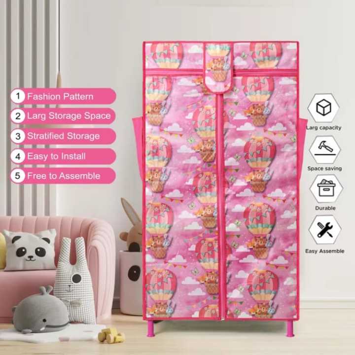 Attractive%20Folding%20Cloth%20Almirah%20For%20Kids%20And%20Infants%20Wardrobe%203%20Shelves%20-%20Image%202