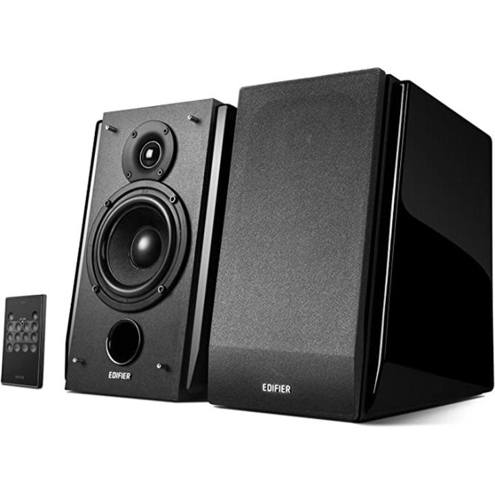 Edifier R1850DB Active Bookshelf Speakers with Bluetooth and Optical Input - 2.0 Studio Monitor Speaker - Built-in Amplifier with Subwoofer Line Out, Gloss Black,  Bookshelf Speakers with Subwoofer Output