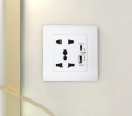 Multi Socket Switch with Dual USB Port Wall Power Socket, High Voltage controller, Hi Speed USB Multi Switch, 13 AMP 5 V Multi Switch Socket Type  C for Mobile Charging. 