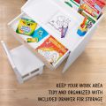 Mr.outlets Toddler Wooden Study Desk and Chair Set, Home School Learning Workstation with Writing Table, Storage Drawer, Tabletop Organizer & Hanging Hooks for Children Studying, Reading & Drawing. 