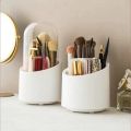 7 Slots 360° Rotating Makeup Brush Storage Box Portable Desktop Cosmetic Organizer Transparent Makeup Brush Box Dust Free Makeup Brush Organizer for Display Stand Bedroom Dresser Bathroom Counter Top Upgrade your vanity. 