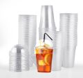 Transparent Cups With Dome Lids – 16oz Clear Plastic Cups Milkshake Cups With Dome Lids with Tight Lid Grip PET Crystal Clear BPA Free Smoothie Cups. 