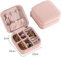 Leather Jewellery Organizer Box with Zipper | Ear Rings & Necklace_Bracelets Holder | Small Jewelry Box Vanity Hanger Stand Velvet. 