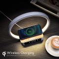 WILIT Bedside Table Lamp, Touch Lamp with Alarm Clock with Qi Wireless Charging Wake-up Light, LED Desk Lamp 3-Grade Dimmable Nightstand Light for Bedroom, Living Room, Office Model B17. 