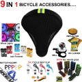 9pc bicycle accessories Bell,Light,Bottle Holder,Seat cover, Seat Clamp, bicycle handle bar grips , rear pedal. 