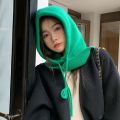 Knitted Hooded Caps Winter Balaclava Hats Women Korean Style Outdoor Warmer Drawstring Hats One-piece Neck Collar Beanies Cap Dinner Ronvsa. 