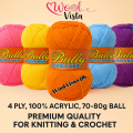 Wool Vista | Bally/Bentley Double Knit Wool Yarn – 3-4 Ply, 100% Acrylic, 70-80g Ball | Premium Quality for Knitting & Crochet | Bally/Bentley Yarn. 