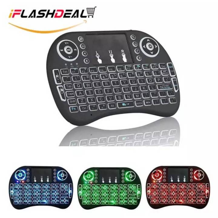 Mini 2.4 GHz Wireless Keyboard Backlit illuminated Wireless Mouse Combo with Touchpad LED Remote Rechargeable Li-Ion Battery for PC Windows XP Vista 7 8 10