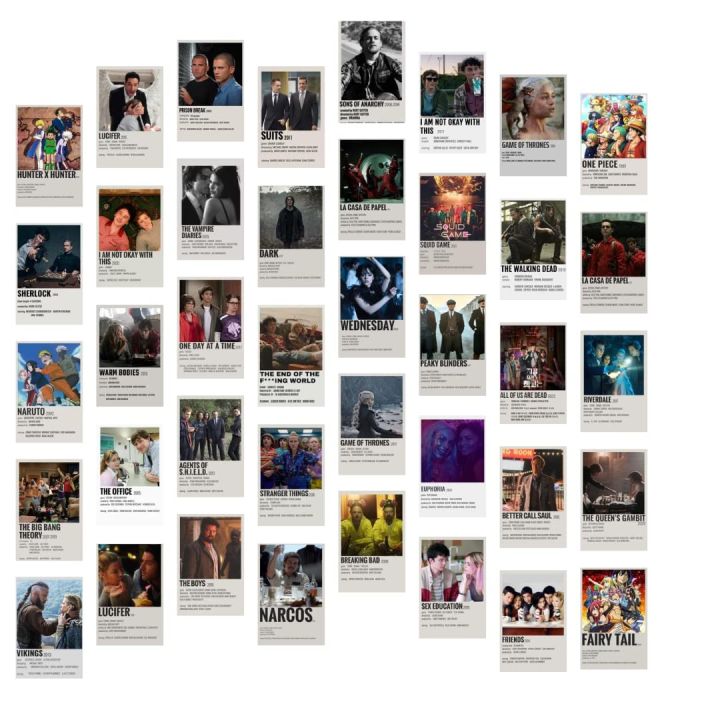 Pack of 20 Polaroid Film Posters - Customized Movie Poster, Indoor Room Decor Aesthetic Collage Kit for Wall