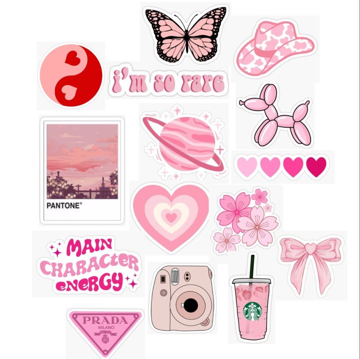 Pack of 15 Pink Aesthetic Stickers for journal/scrapbooking/decoration/cute stickers/ Apple Berrie
