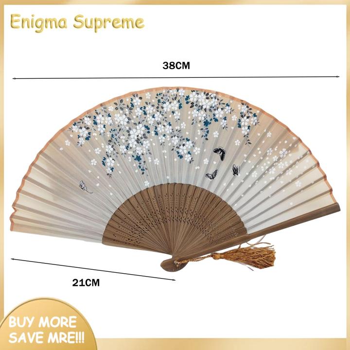 Enigma- Hollow Frame Fan Chinese Bamboo Handheld Fan with Tassel for ...