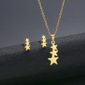 Fashion Jewelry Gold Plated Stainless Steel Necklace And Earrings Jewelry Set For Women. 