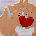 Wooden Family Puzzle Handcrafted Wooden Animal Puzzle Perfect Gift for Christmas Birthdays Special Occasions Fox Rabbit Cat Horse Design Unique Ornament for Home Decor Mother Day Wooden Ornament. 