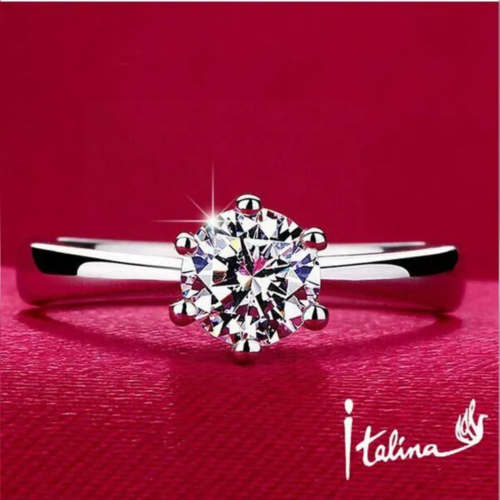 Luxury Female Small Lab Diamond Ring Silver Engagement-Real Me