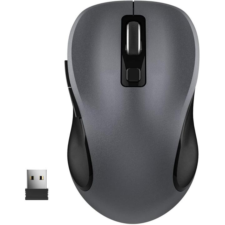 WisFox 2.4G Wireless Mouse for Laptop, Ergonomic Computer Mouse with USB Receiver and 3 Adjustable Levels, 6 Button Cordless Mouse Wireless Mice for Windows Mac PC Notebook (Grey)