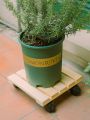 Wooden Plant Roller Stand with Wheel Caddy Planter Trolley 12 inch Square. 