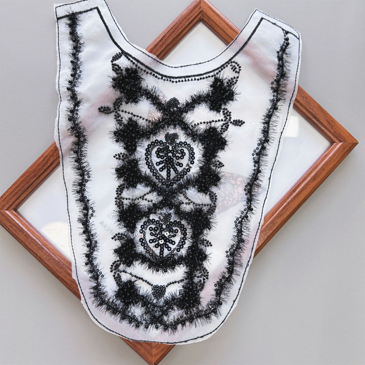 New black and white sequin raw edge appliqué embroidery bead patch fashion clothing accessories semi-finished products factory direct sale