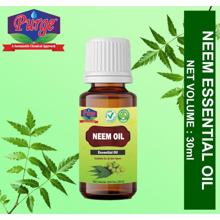 Purge Neem Essential Oil 30ml - 100% Pure Cold Pressed Neem Seed Oil - Antibacterial - Insecticide