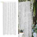 White Lace Floral Net Curtains Voile Curtains for Study Room Yard Decorative 150cmx100cm. 