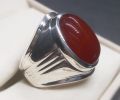 Natural Unheated Untreated Yemeni Deep Brown Aqeeq Ring Sterling Silver 925 Handmade Ring Brown Agate Ring Carnelian Ring Hakik Ring Chandi Ring Akik Ring Aqiq Ring Original Gemstone Ring for Men. 