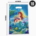 Mermaid Goody Bags - 10 x 6 Inch - Gift Bags - Mermaid Themed Party - Blue - Girls - Pack Of 10. 