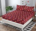 MBS 3pcs bed sheet king size | 100% Pure Cotton Double bed bed sheet with Pillow Cover | 3D Printed Fitted Fancy Bedsheets.. 
