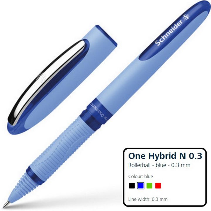 Schneider One Hybrid N 0.3mm Rollerball Pen for Documents (Made in Germany) needle tip for pleasantly soft writing - for students and Office Workers - Schneider rollerball pen - Schneider pen - roller ball pen - Ballpoint pen - Ball pen - Best pen