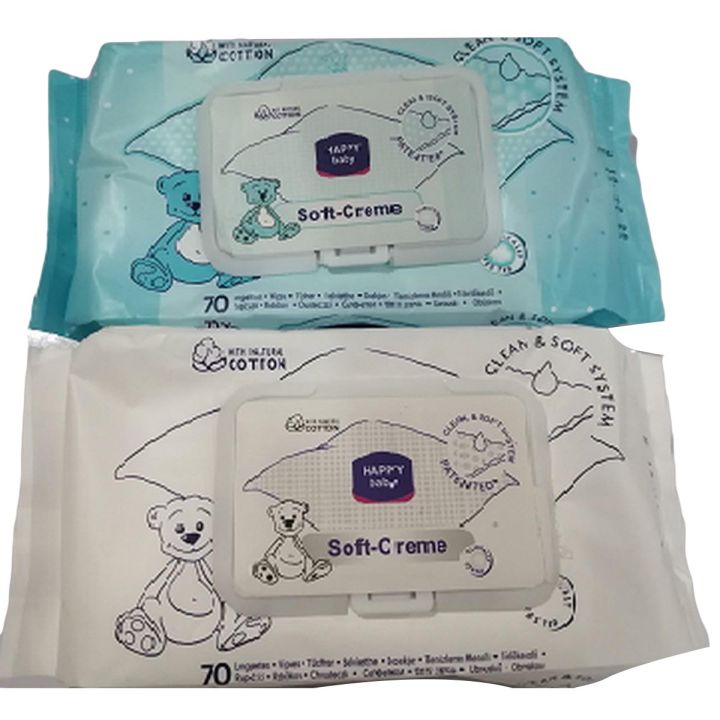 Soft-Creme Cotton Baby Wipes (2 Packs) (70 Wet Sheets Each)