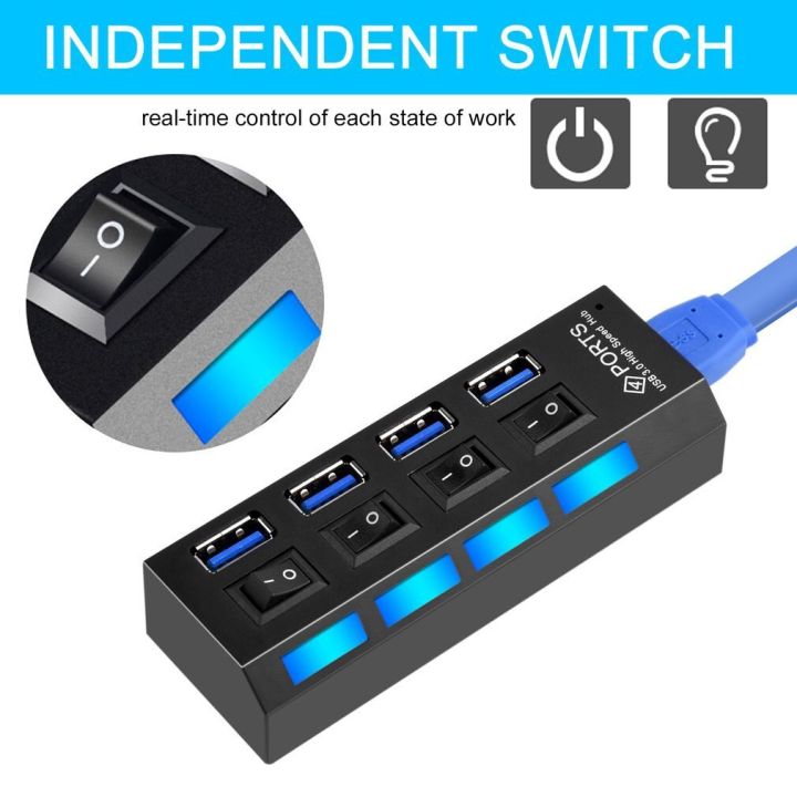 New%20High%20Speed%20Usb%203.0%20Hub%204%20Ports%20Speed%205gbps%20With%20On/off%20Switch%20And%20Cable%20Universal%20For%20Pc%20Lap%20Computer%20Desk%20Black%20-%20Image%204