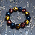 14mm Colorful Tiger Eye Stone Bracelet for Women Natural Multicolor. 