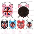 Metal Digital Quartz Clock Small Creative Retro Table Clock UNION JACK Mini Alarm Clock Round. 