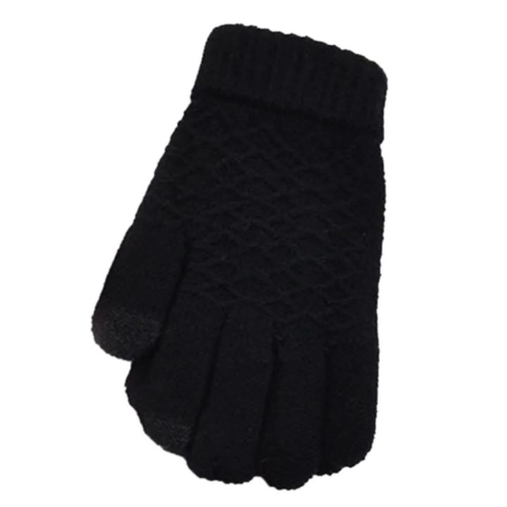 【Happy childhood memories】Winter Warm Vogue Solid Knitted Full Finger Gloves Mittens For Smart Phone Touches Screen Fashion J55