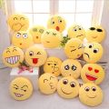 (10 Inches/ 25.4cm) Emoji Cool Face Pillow - Plush Comfort Fluffy Cushion with Ball Fiber Cotton Filling -Yellow. 