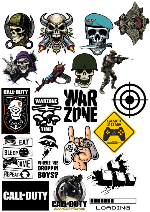 Call of Duty & Warzone Inspired Gaming Sticker Skulls Soldiers and ...
