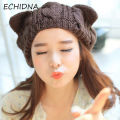 Women's Winter Knit Crochet Braided Cat Ears Beret Beanie Ski Knitted Hat Cap. 