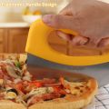HashMart- 1 Pc Pizza Cutter Food Chopper Super Sharp Blade Stainless Steel Pizza Cutter Rocker Slicer with Protective Sheath Cover Multi-Function Pizza Knife Kitchen Tools, Dishwasher Safe Heavy Duty (Multicolor). 
