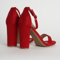 Women's Fashion Block Heel Sandals in Black, Maroon, Red, Blue, White, Light Pink, Silver, and Golden. 