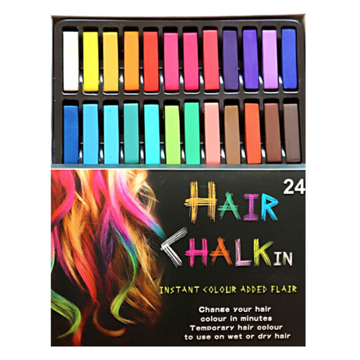 24 Pcs Chalk Temporary Hair Color Fashion Easy Temporary Colors Non-toxic Hair Chalk Dye Soft Hair Pastels Kit Newest Hair Color