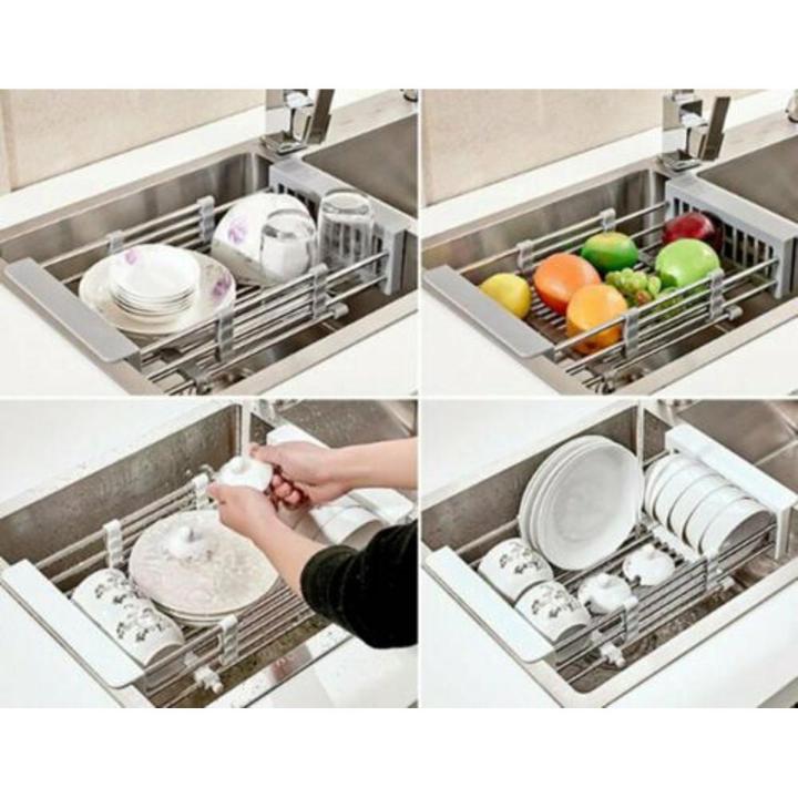 Adjustable Kitchen Stainless Steel Sink Drain Rack Dish Drying
