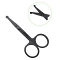 Stainless Steel Manicure Nose Hair Scissors - Curved Rounded Tip Multi-Purpose Grooming Tool. 