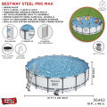 Bestway Steel Frame Round Pool 56462, 18 Ft Length X 18 Feet Width, Full Depth Large For Children & Adults, Easy To Setup & Drain Size Puncture Resistant Liner, 46 Inch Deep Family Big Swimming Pools, Water & Summer Fun, With Filter Pump, Ladder & Cover. 