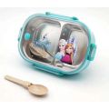 Frozen Character Stainless Steel Lunch Box For Students 2-Grid Lunchbox with Spoon. 