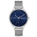 Skagen Blue Dial Silver Mesh Bracelet Watch For Women SKW2391. 