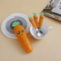 In Stock Cartoon Carrot Tableware Stainless Steel Spoon Fork Scraper Children's Spoon   Portable Children's Tableware with Plastic Handle and Box. 